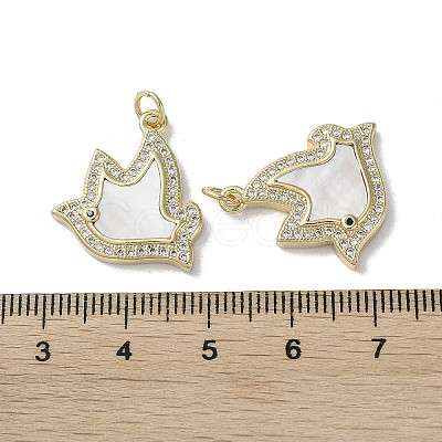 Brass Micro Pave Cubic Zirconia Pendants KK-G485-25A-G-1