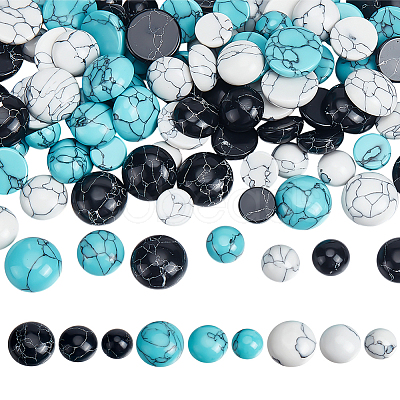 108Pcs 9 Styles Dyed Synthetic Turquoise Cabochons TURQ-PH0001-17-1