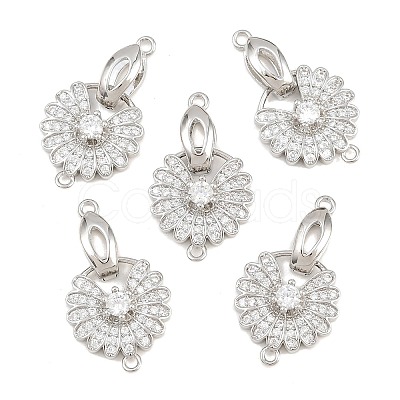 SHEGRACE Brass Micro Pave Clear Cubic Zirconia Fold Over Clasps XGRQ5K726-841P-1