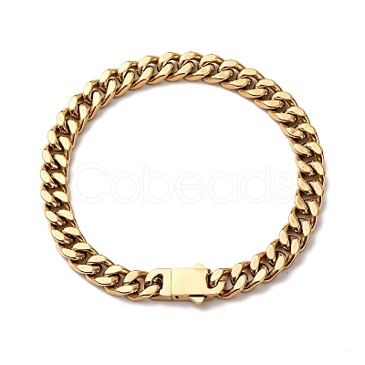 304 Stainless Steel Curb Chain Bracelets for Unisex BJEW-K283-01A-G-1