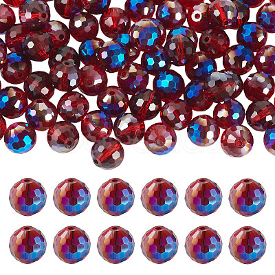 80Pcs Half Rainbow Plated Glass Beads EGLA-TA0013-04B-1