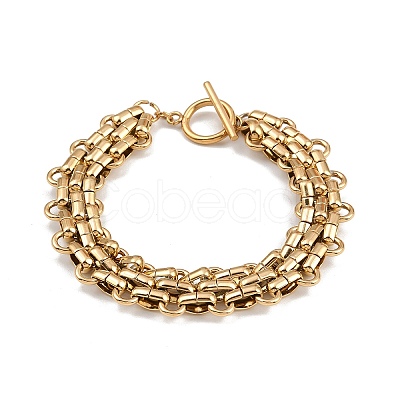 304 Stainless Steel Oval Link Chain Bracelets LS-BJEW-G759-03G-1