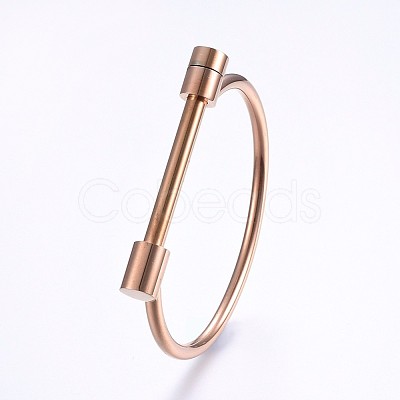 Ion Plating(IP) 304 Stainless Steel Bangles BJEW-P222-14RG-1