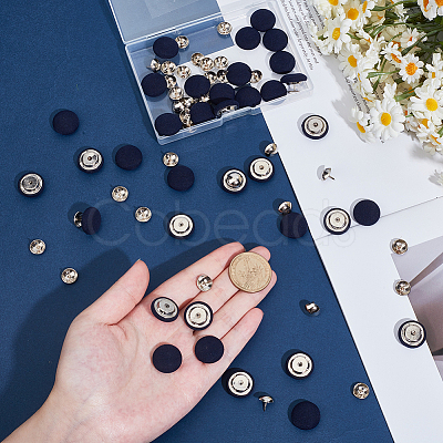 36Pcs Flat Round Cloth Cap Nail Buttons BUTT-CY0001-34A-1