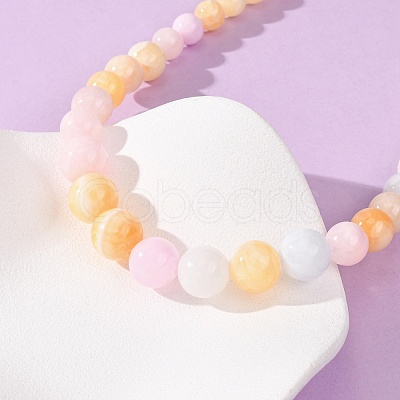 Dyed Round Natural Green Jade Graduated Beaded Necklaces GG-CBAA808-05P-1