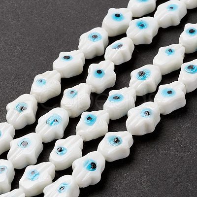 Handmade Evil Eye Lampwork Beads Strands LAMP-F024-02B-1