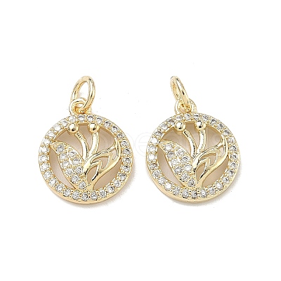 Brass Micro Pave Cubic Zirconia Pendants KK-D235-02G-03-1