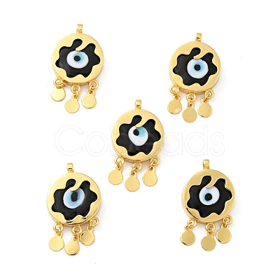 Rack Plating Handmade Evil Eye Lampwork Pendants KK-F838-01C-G-1