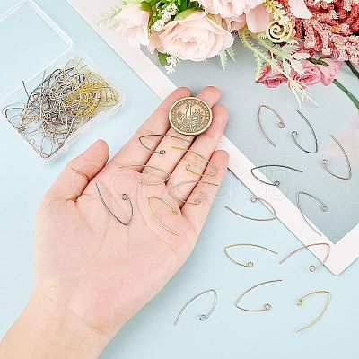 80Pcs 4 Colors Brass Earring Hooks KK-FH0004-45-1
