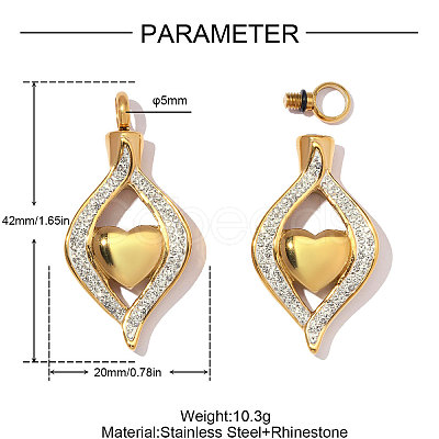 304 Stainless Steel witih White Enamel & Crystal Rhinestone Pendants SA-OY003-58G-02-1