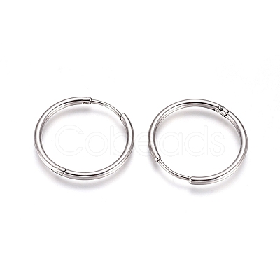 Tarnish Resistant 304 Stainless Steel Huggie Hoop Earrings EJEW-G272-02-20mm-P-1