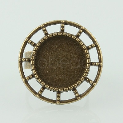 Vintage Adjustable Iron Finger Ring Components Alloy Cabochon Bezel Settings PALLOY-O039-22AB-NF-1