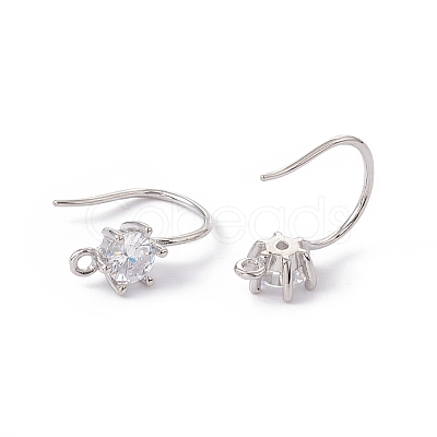Rack Plating Brass with Clear Cubic Zirconia Earring Hooks KK-G433-21P-1