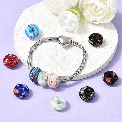 Handmade Millefiori Lampwork European beads X-LK-R010-M-1
