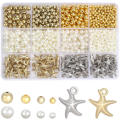 590Pcs 4 Styles CCB Plastic Beads CCB-PA0001-22-1