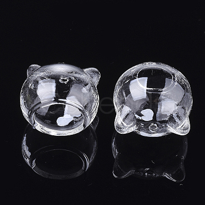 Handmade Kitten Blown Glass Globe Beads X-BLOW-T001-31-1