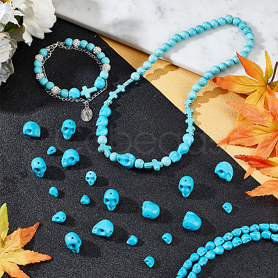 3 Sizes Dyed Synthetic Turquoise Beads Strands G-AR0004-83-1