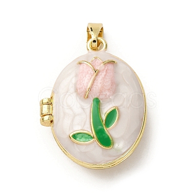 Brass Enamel Locket Pendants KK-F912-05C-G-1