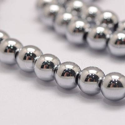 Grade AA Magnetic Synthetic Hematite Bead Strands G-P258-05-10mm-1