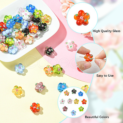 40Pcs 10 Colors Handmade Lampwork Beads LAMP-PA0001-10-1