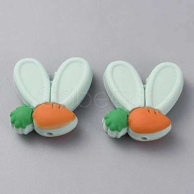 Rabbit Ears with Carrot Food Grade Eco-Friendly Silicone Focal Beads SIL-SZC0003-05K-1