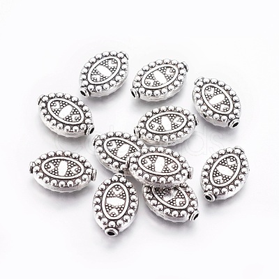 Tibetan Style Alloy Oval Beads TIBEB-2223-AS-LF-1
