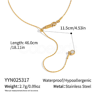 Elegant 304 Stainless Steel Y-Shape Flat Round Tassel Boston Link Chain Lariat Necklaces for Women OT4111-2-1
