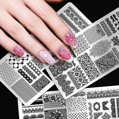 Stainless Steel DIY Nail Art Templates MRMJ-WH0092-234-1