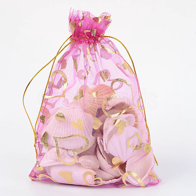 Heart Printed Organza Bags OP-R022-13x18-08-1