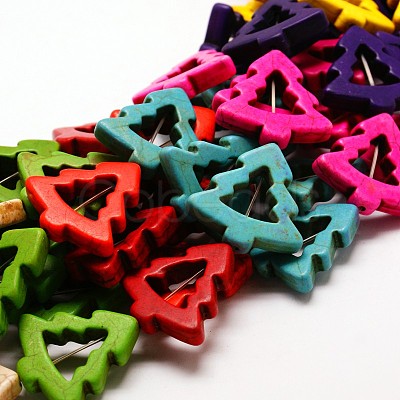 Christmas Trees Synthetic Turquoise Beads Strands TURQ-I010-22-1