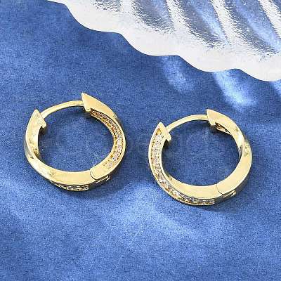 Brass Micro Pave Cubic Zirconia Hoop Earrings KK-CBAD104-04G-E-1