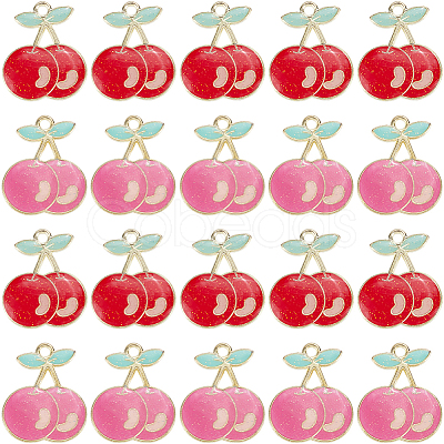 40Pcs 2 Colors Light Gold Plated Alloy Enamel Pendants FIND-SC0013-20-1