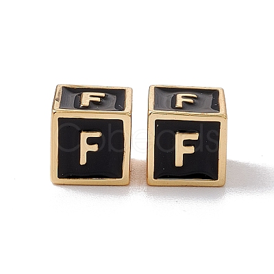 Rack Plating Brass Enamel Beads KK-B060-04G-01F-1