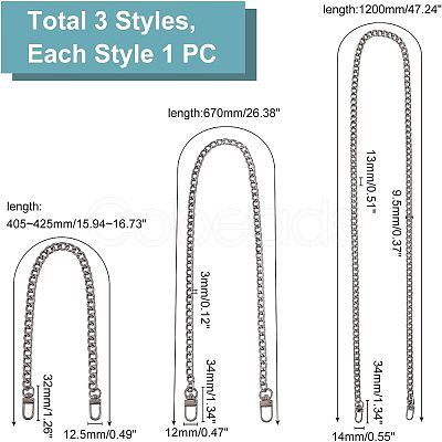 3 Strand 3 Style Iron Chain Bag Strap FIND-WR0002-59-1