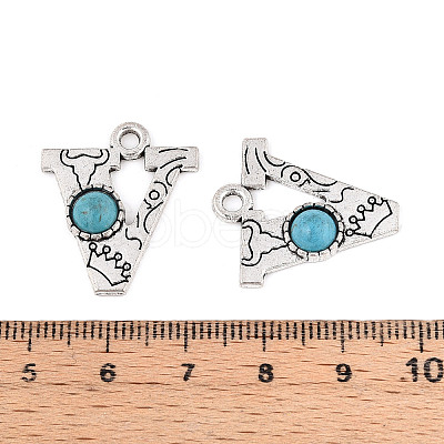 Synthetic Turquoise & Alloy Pendants PALLOY-H146-01AS-V-1