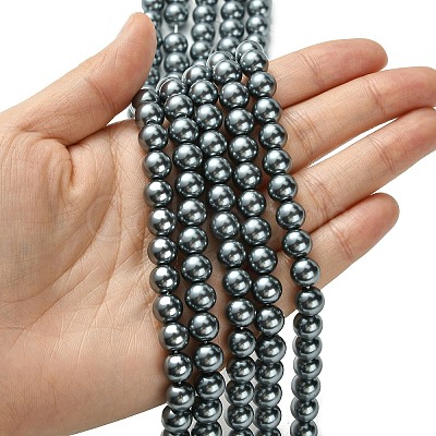 Eco-Friendly Dyed Glass Pearl Round Beads Strands HY-A002-8mm-RB077-1