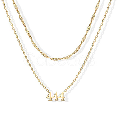 304 Stainless Steel Figure Pendant Double Layer Necklaces for Women FS-WGF1C2D-04-1