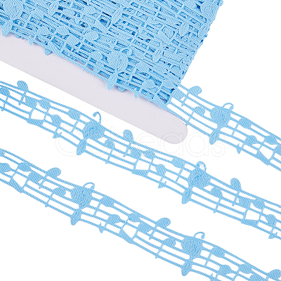 20 Yards Polyester Musical Note Lace Trim Ribbon OCOR-GF0004-44E-1