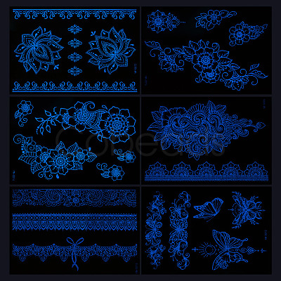 6 Sheets Luminous Paper Tattoo Stickers STIC-TAC0001-007B-1