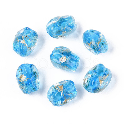 Handmade Gold & Silver Foil Glass Beads FOIL-N030-02D-1