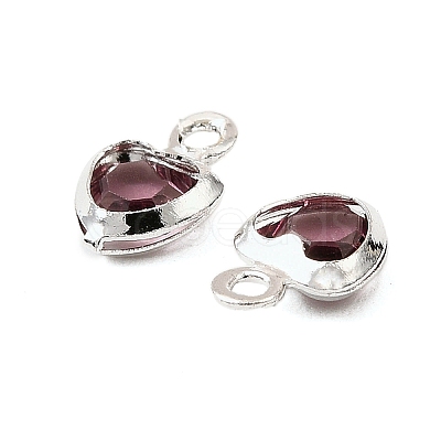 Heart Brass Glass Charms KK-S385-01S-09-1