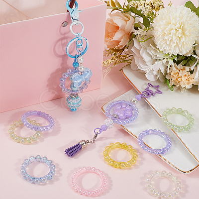 36Pcs 6 Colors UV Plating Acrylic Linking Rings MACR-SC0001-46-1