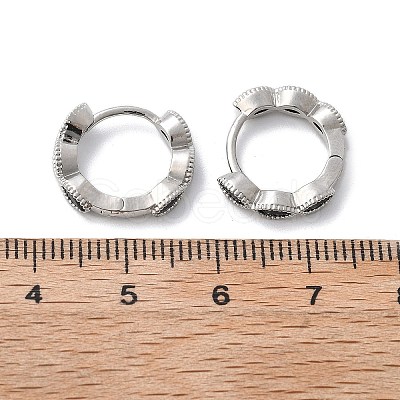 Brass Micro Pave Cubic Zirconia Huggie Hoop Earrings LS-EJEW-K083-34P-A-1