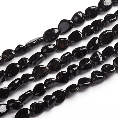 Natural Black Tourmaline Beads Strands G-D0002-B39-1