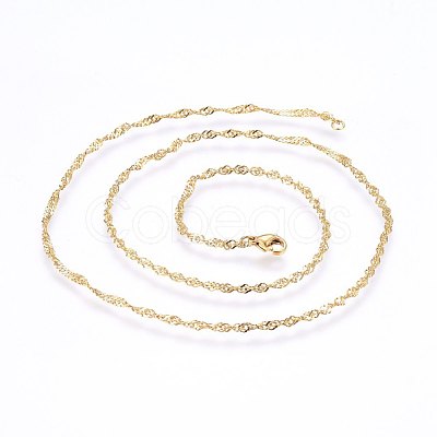 304 Stainless Steel Singapore Chain Necklaces X-MAK-L015-25C-1