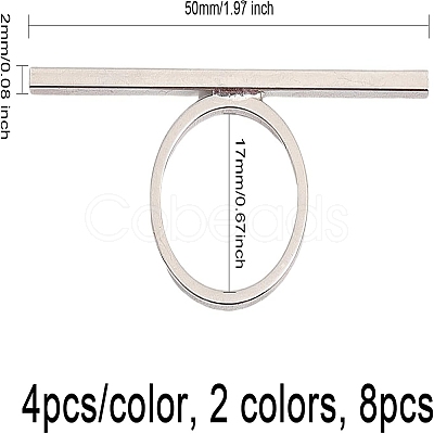 8Pcs 2 Colors Alloy Rectangle Bar Finger Ring for Women FIND-CA0007-09-1
