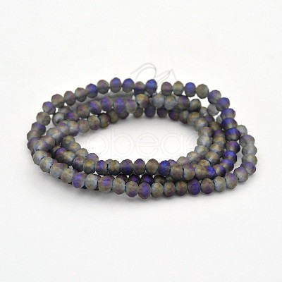 Full Rainbow Plated Faceted Rondelle Glass Beads Strands EGLA-J081-3x2mm-FR01-1