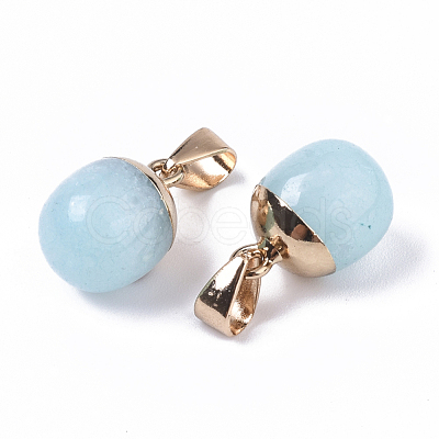 Top Golden Plated Natural White Jade Pendants G-T131-03P-1