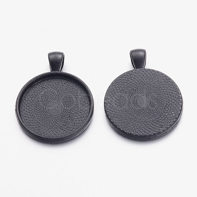 Electrophoresis Alloy Flat Round Pendant Cabochon Settings X-PALLOY-Q304-16-NR-1