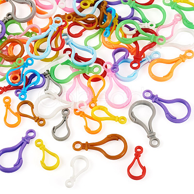 100Pcs 20 Styles Opaque Solid Color Bulb Shaped Plastic Push Gate Snap Keychain Clasp Findings KY-TA0001-58-1
